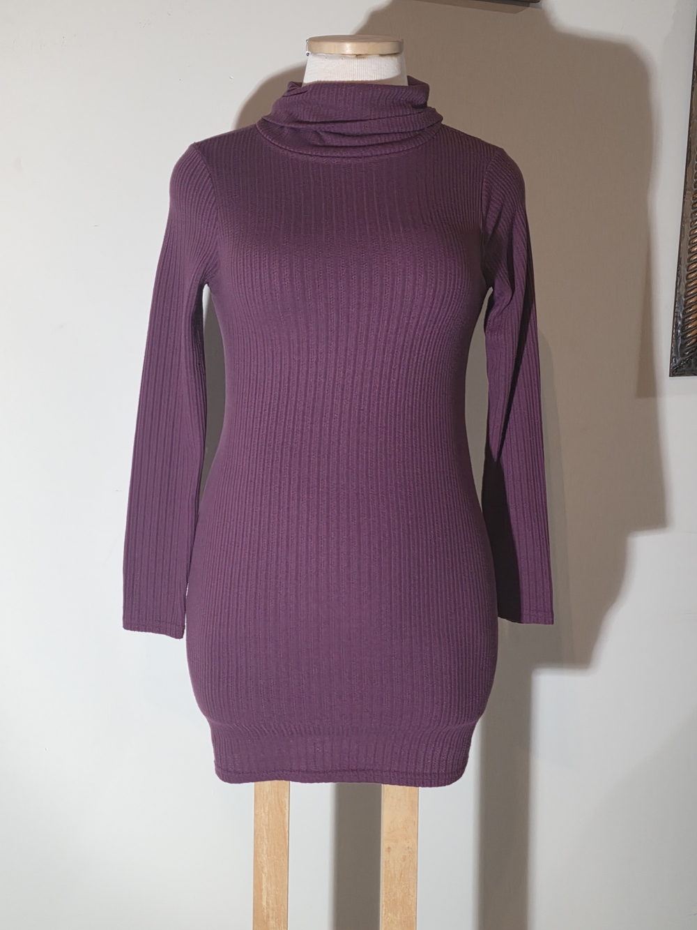 Rue21 Ribbed Long Sleeve Turtleneck Dress in Plum (Size L)